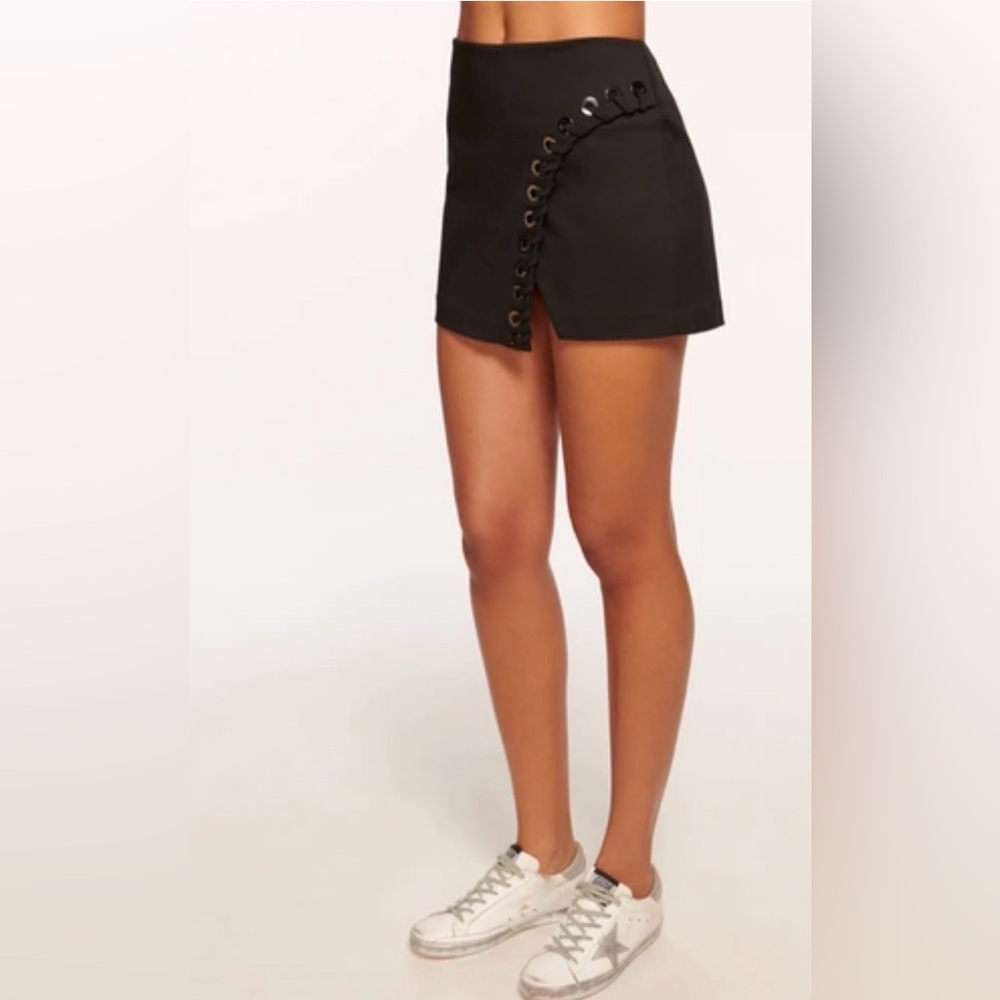 NWT Ramy Brook Black Mini Skirt with Eyelet Detail SIZE 16 msrp $265